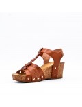 Women's faux leather wedge sandal