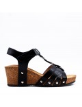 Women's faux leather wedge sandal