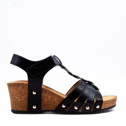 Women's faux leather wedge sandal