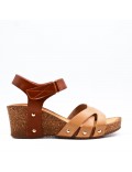 Women's faux leather wedge sandal