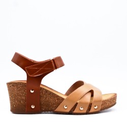 Women's faux leather wedge sandal