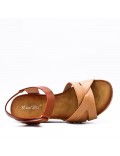 Women's faux leather wedge sandal