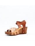 Women's faux leather wedge sandal