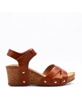 Women's faux leather wedge sandal