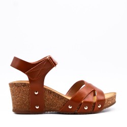 Women's faux leather wedge sandal