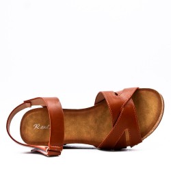 Women's faux leather wedge sandal