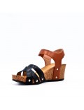 Women's faux leather wedge sandal