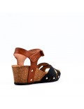 Women's faux leather wedge sandal