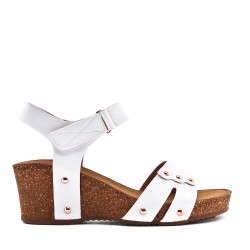 Women's faux leather wedge sandal