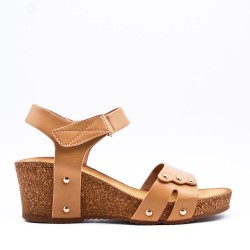 Women's faux leather wedge sandal