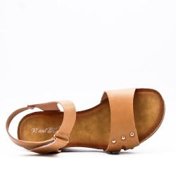 Sandale compensée en simili cuir pour femme