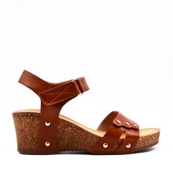 Women's faux leather wedge sandal