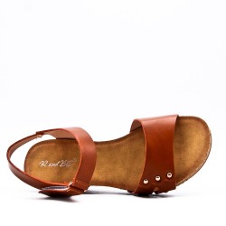 Women's faux leather wedge sandal