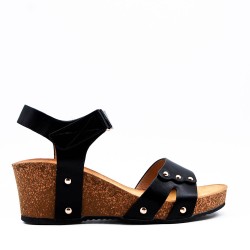 Women's faux leather wedge sandal