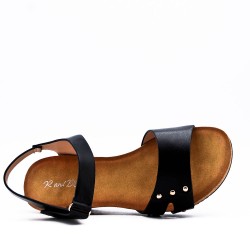 Sandale compensée en simili cuir pour femme