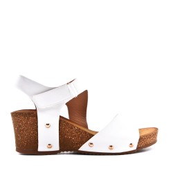 Women's faux leather wedge sandal