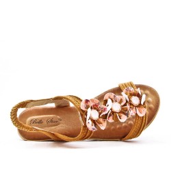 Sandale plate à fleurs pour femme