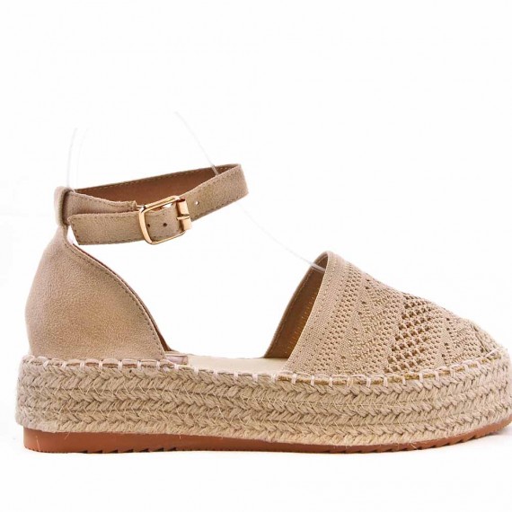 Sandale en simili daim à semelle espadrille pour femme