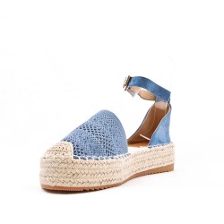 Sandale en simili daim à semelle espadrille pour femme