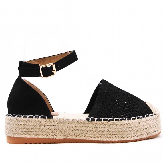 Sandale en simili daim à semelle espadrille pour femme