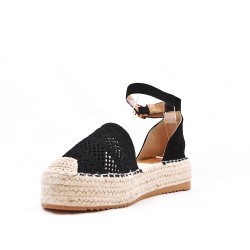 Sandale en simili daim à semelle espadrille pour femme