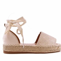 Sandale en simili daim à semelle espadrille pour femme