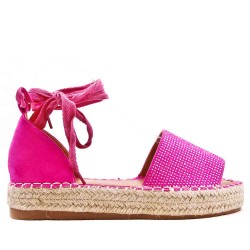 Sandale en simili daim à semelle espadrille pour femme