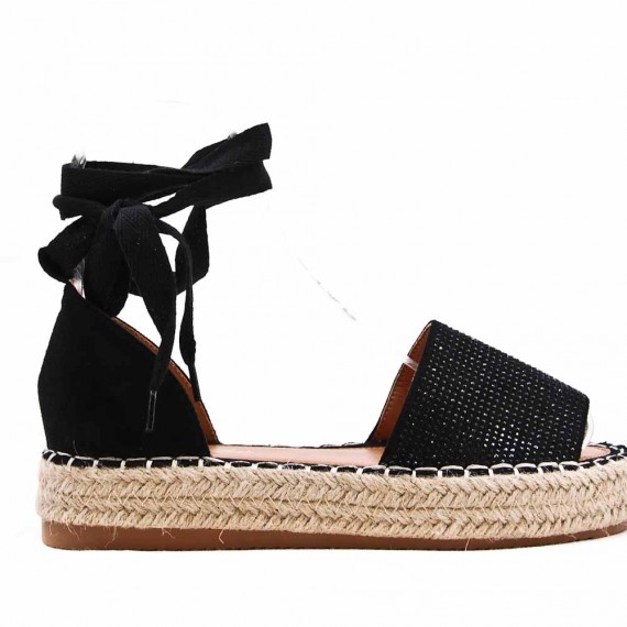 Sandale en simili daim à semelle espadrille pour femme