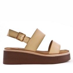 Women's faux leather wedge sandal