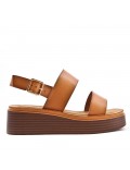 Women's faux leather wedge sandal