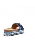 Women mixed material platform slide