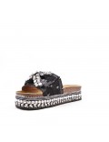 Women mixed material platform slide