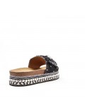 Women mixed material platform slide