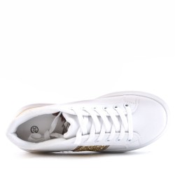 Women's faux leather lace up sneaker