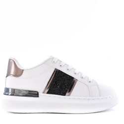 Women's faux leather lace up sneaker