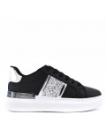 Women's faux leather lace up sneaker