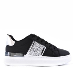 Women's faux leather lace up sneaker