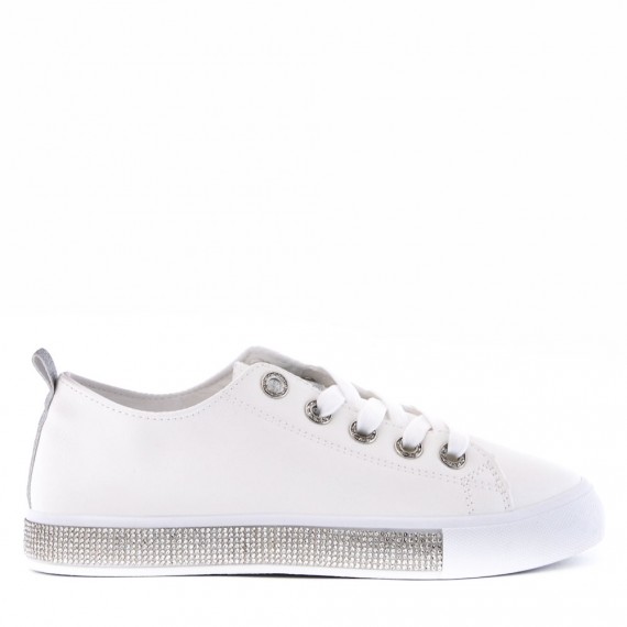 Women's faux leather lace up sneaker