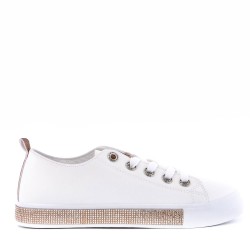 Women's faux leather lace up sneaker