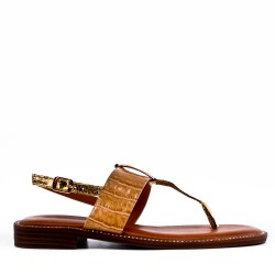 Flat sandals in faux leather for women