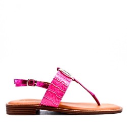 Flat sandals in faux leather for women