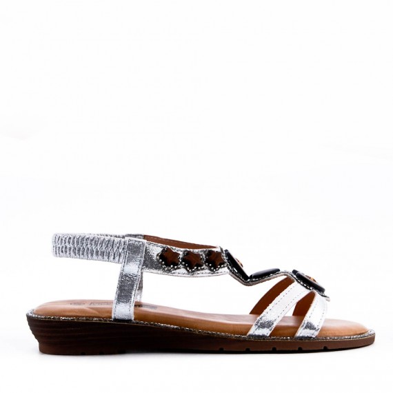 Women flat wedge sandal in faux leather 