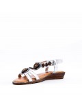 Women flat wedge sandal in faux leather 