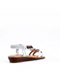 Women flat wedge sandal in faux leather 