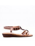 Women flat wedge sandal in faux leather 