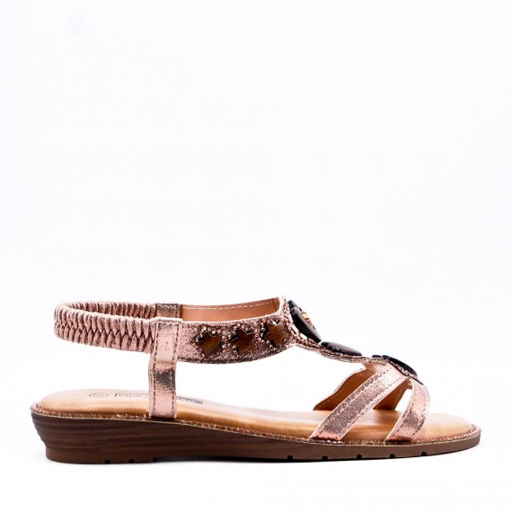 Women flat wedge sandal in faux leather 