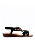 Women flat wedge sandal in faux leather 