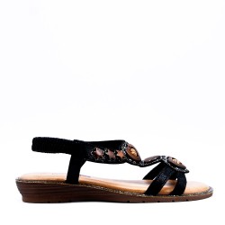 Women flat wedge sandal in faux leather 