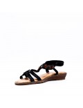 Women flat wedge sandal in faux leather 