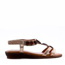 Women flat wedge sandal in faux leather 